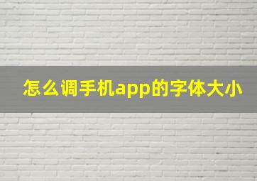 怎么调手机app的字体大小