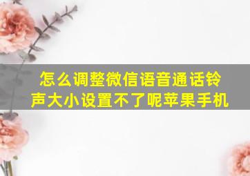 怎么调整微信语音通话铃声大小设置不了呢苹果手机