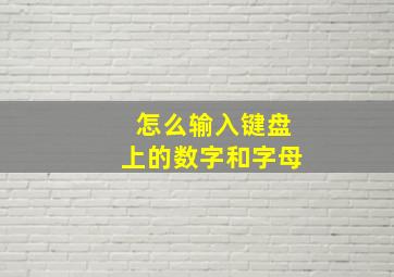 怎么输入键盘上的数字和字母