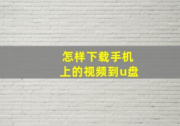 怎样下载手机上的视频到u盘