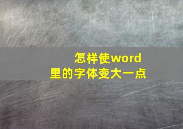 怎样使word里的字体变大一点