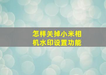 怎样关掉小米相机水印设置功能