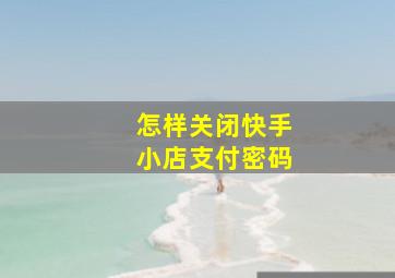 怎样关闭快手小店支付密码