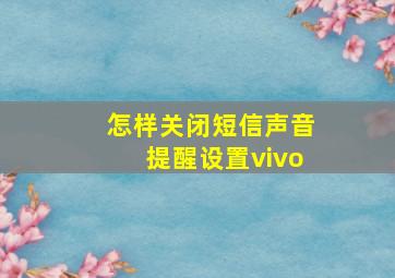 怎样关闭短信声音提醒设置vivo