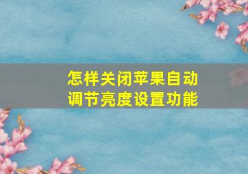 怎样关闭苹果自动调节亮度设置功能