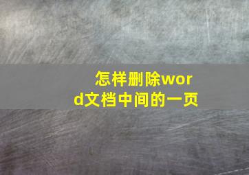 怎样删除word文档中间的一页