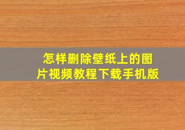 怎样删除壁纸上的图片视频教程下载手机版