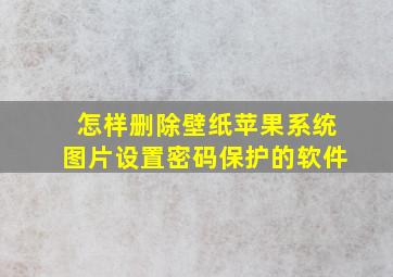 怎样删除壁纸苹果系统图片设置密码保护的软件