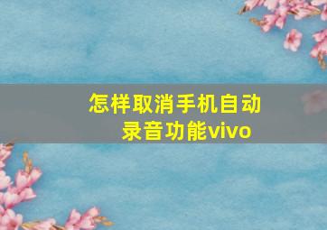 怎样取消手机自动录音功能vivo