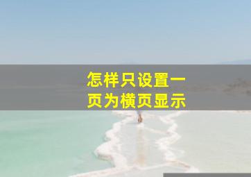 怎样只设置一页为横页显示