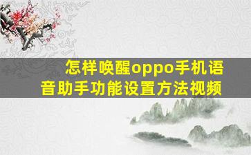 怎样唤醒oppo手机语音助手功能设置方法视频