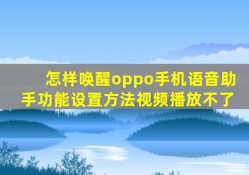 怎样唤醒oppo手机语音助手功能设置方法视频播放不了