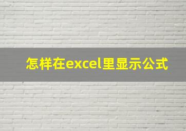 怎样在excel里显示公式