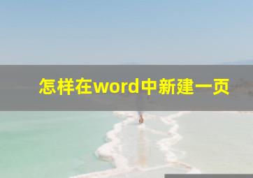 怎样在word中新建一页