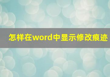 怎样在word中显示修改痕迹