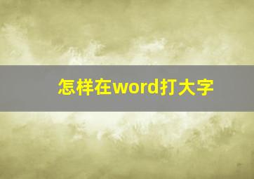 怎样在word打大字