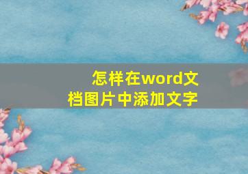 怎样在word文档图片中添加文字