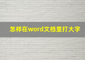 怎样在word文档里打大字