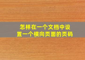 怎样在一个文档中设置一个横向页面的页码