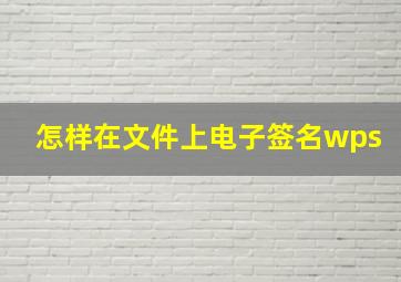 怎样在文件上电子签名wps