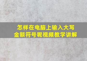 怎样在电脑上输入大写金额符号呢视频教学讲解