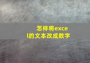 怎样将excel的文本改成数字