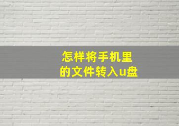 怎样将手机里的文件转入u盘