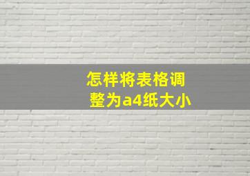 怎样将表格调整为a4纸大小