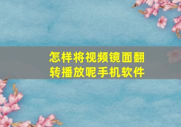 怎样将视频镜面翻转播放呢手机软件