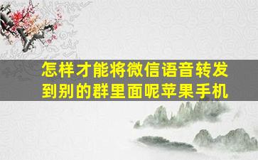 怎样才能将微信语音转发到别的群里面呢苹果手机