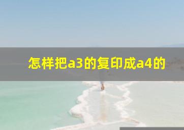 怎样把a3的复印成a4的