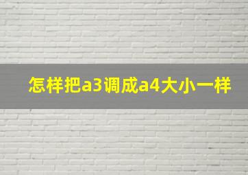 怎样把a3调成a4大小一样