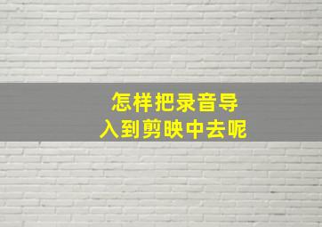 怎样把录音导入到剪映中去呢