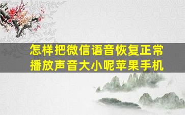 怎样把微信语音恢复正常播放声音大小呢苹果手机