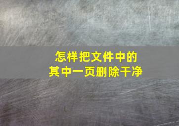 怎样把文件中的其中一页删除干净