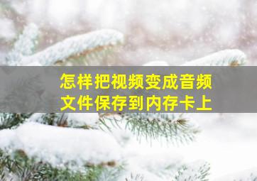 怎样把视频变成音频文件保存到内存卡上