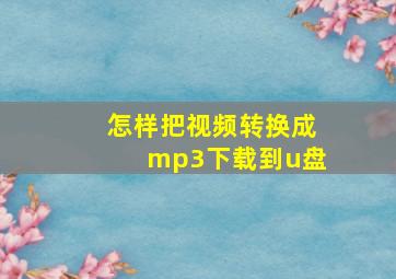 怎样把视频转换成mp3下载到u盘