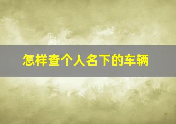 怎样查个人名下的车辆