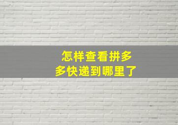 怎样查看拼多多快递到哪里了