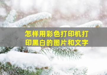 怎样用彩色打印机打印黑白的图片和文字