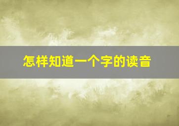 怎样知道一个字的读音