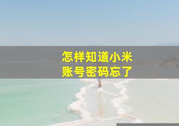 怎样知道小米账号密码忘了