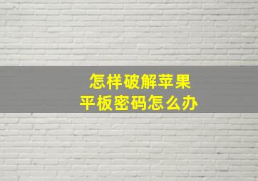 怎样破解苹果平板密码怎么办