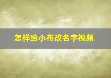 怎样给小布改名字视频