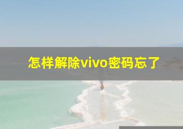 怎样解除vivo密码忘了