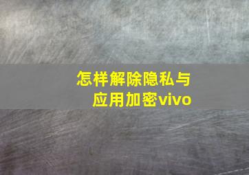 怎样解除隐私与应用加密vivo