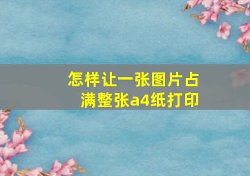 怎样让一张图片占满整张a4纸打印