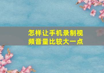 怎样让手机录制视频音量比较大一点