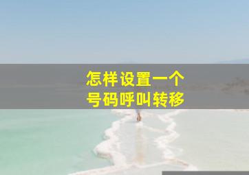 怎样设置一个号码呼叫转移