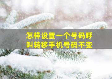 怎样设置一个号码呼叫转移手机号码不变